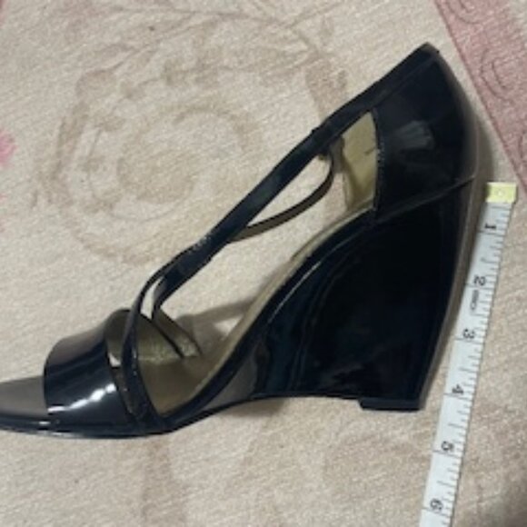Black Patent Wedge  Dress Sandals - Picture 8 of 10
